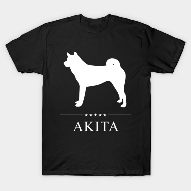 Akita Dog White Silhouette T-Shirt by millersye